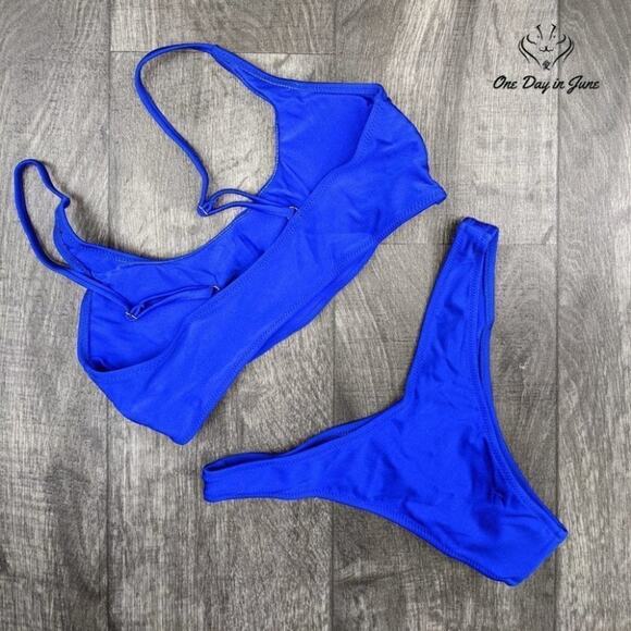 Fafofa Scoop Neck High Cut Bikini Swimsuit Size L - Picture 4 of 4